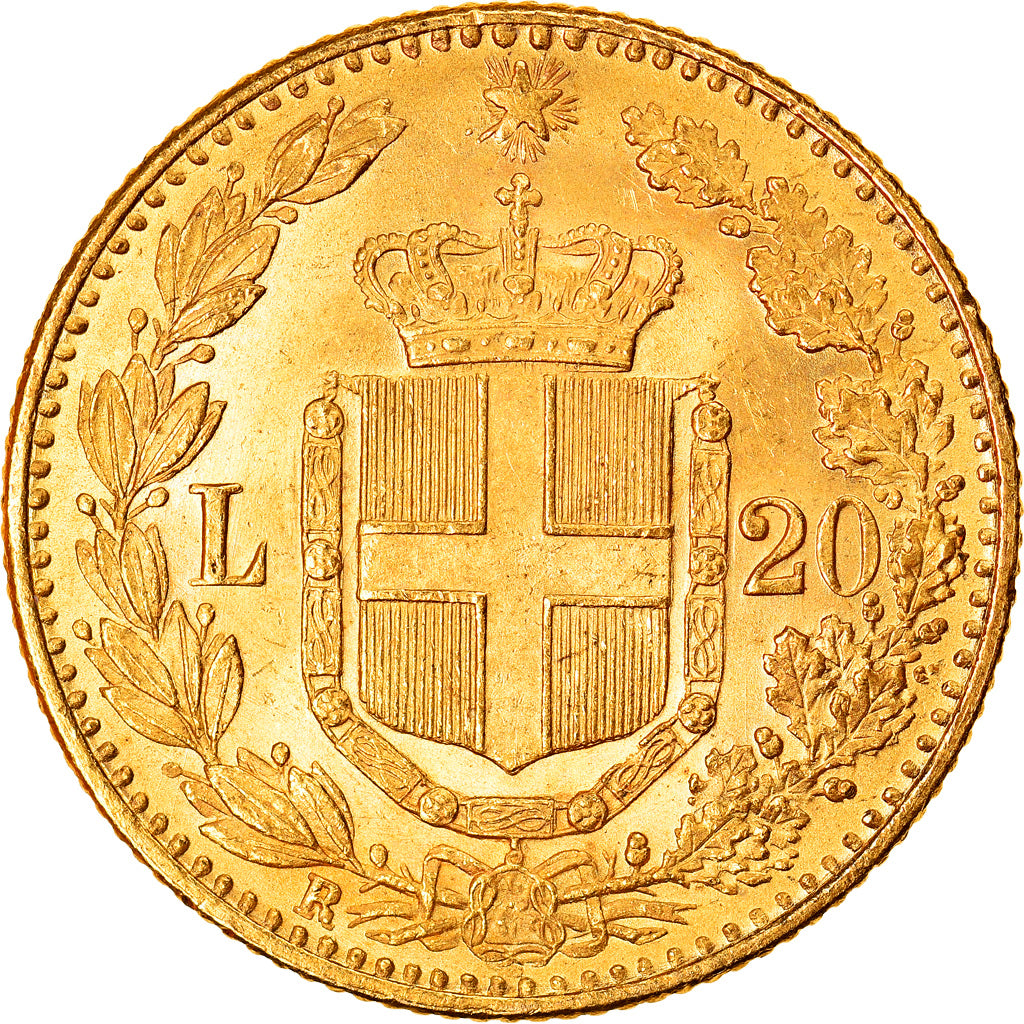 Moeda, Itália, Umberto I, 20 Lire, 1891, Rome, MS(60-62), Dourado, KM:21