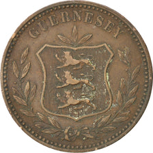 GUERNSEY, 8 Doubles, 1885, Heaton, KM #7, EF(40-45), Bronze, 31.6, 9.78