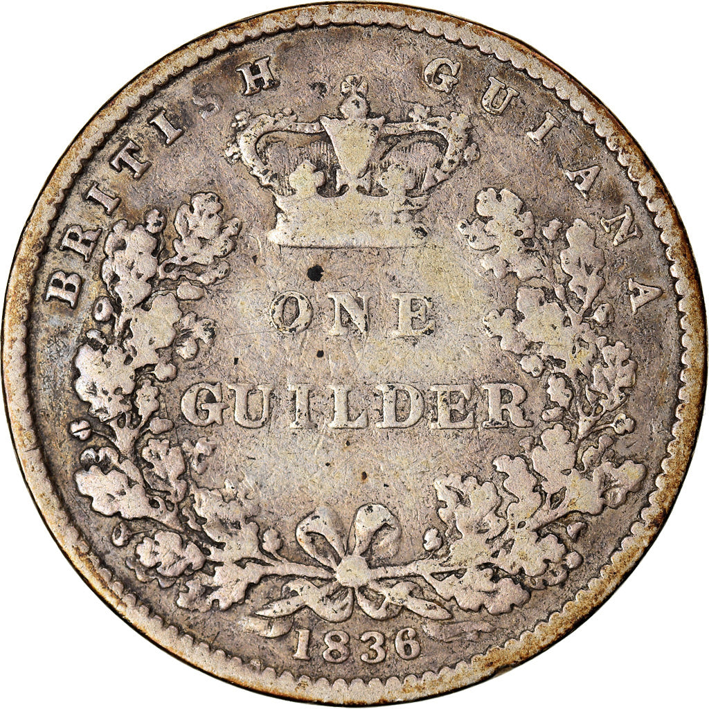 Moneta, Gujana, William IV, Guilder, 1836, VF(20-25), Srebro, KM:25
