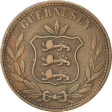 GUERNSEY, 8 Doubles, 1868, Heaton, KM #7, VF(30-35), Bronze, 31.6, 9.37