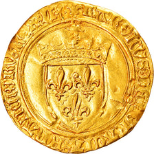 Moeda, França, Charles VIII, Ecu d'or, Limoges, Rara, AU(50-53), Dourado