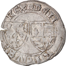 Moneda, Francia, Henri VI, Petit Blanc aux Ecus, Rouen, BC+, Plata, Duplessy:446