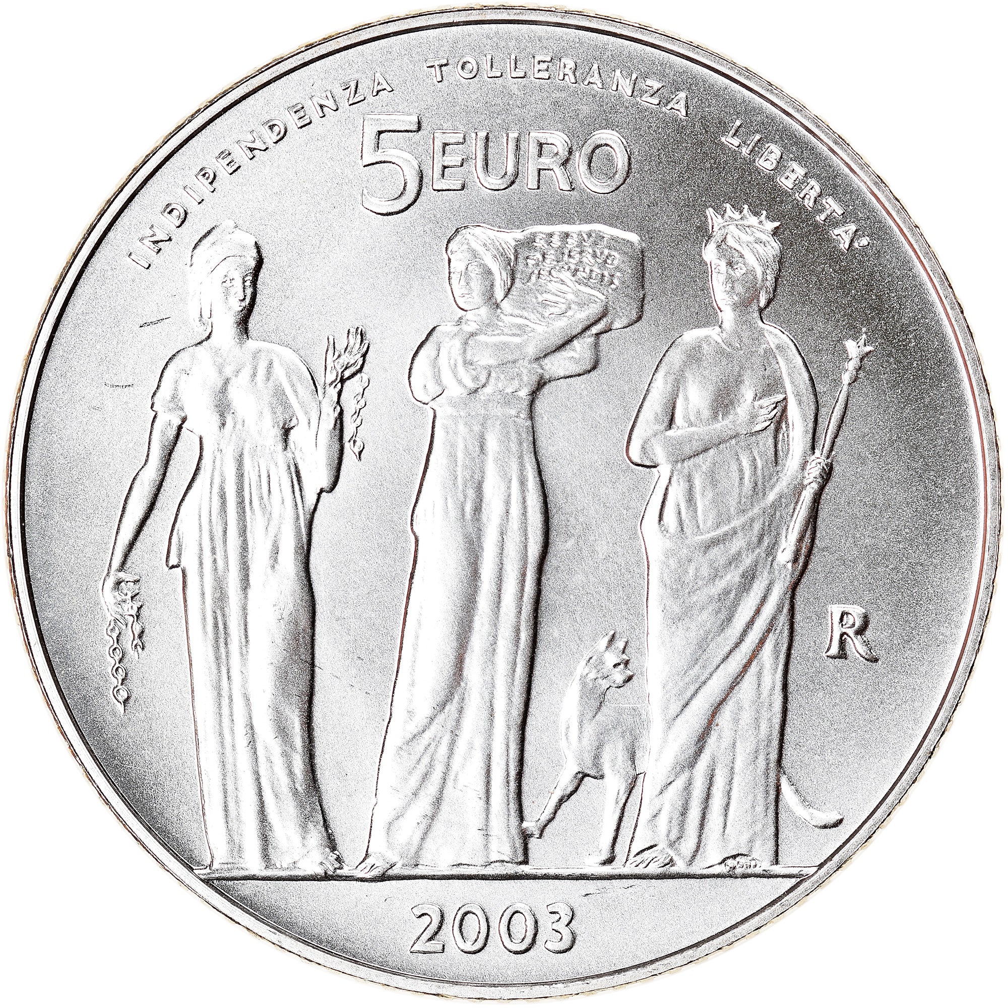San Marino, 5 Euro, 2003, Rome, BU, STGL, Silber, KM:452