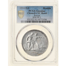 Coin, Russia, Rouble, 1924, PCGS, UNC Details, UNC, Silver, KM:90.1, graded