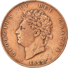Great Britain, 1/2 Penny, 1827, KM #692, VF(30-35), Copper, 8.89