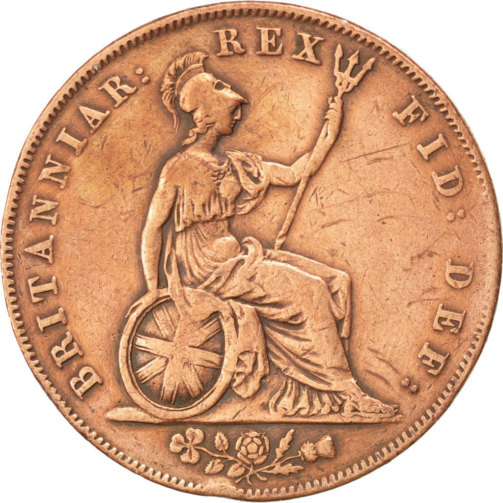 Great Britain, 1/2 Penny, 1827, KM #692, VF(30-35), Copper, 8.89