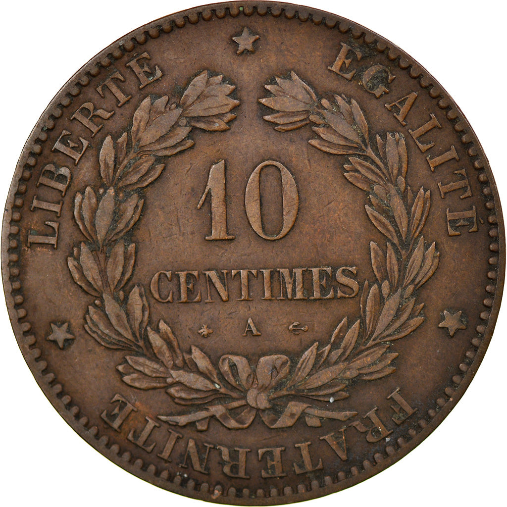 Coin, France, Cérès, 10 Centimes, 1877, Paris, EF(40-45), Bronze, KM:815.1