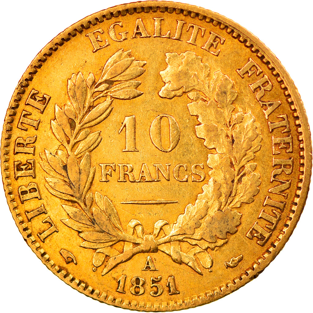 Monnaie, France, Cérès, 10 Francs, 1851, Paris, TTB+, Or, Gadoury:1012, KM:770