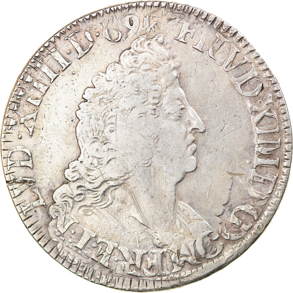 Moeda, França, Louis XIV, Écu aux palmes, Ecu, 1693, Paris, VF(30-35), Prata