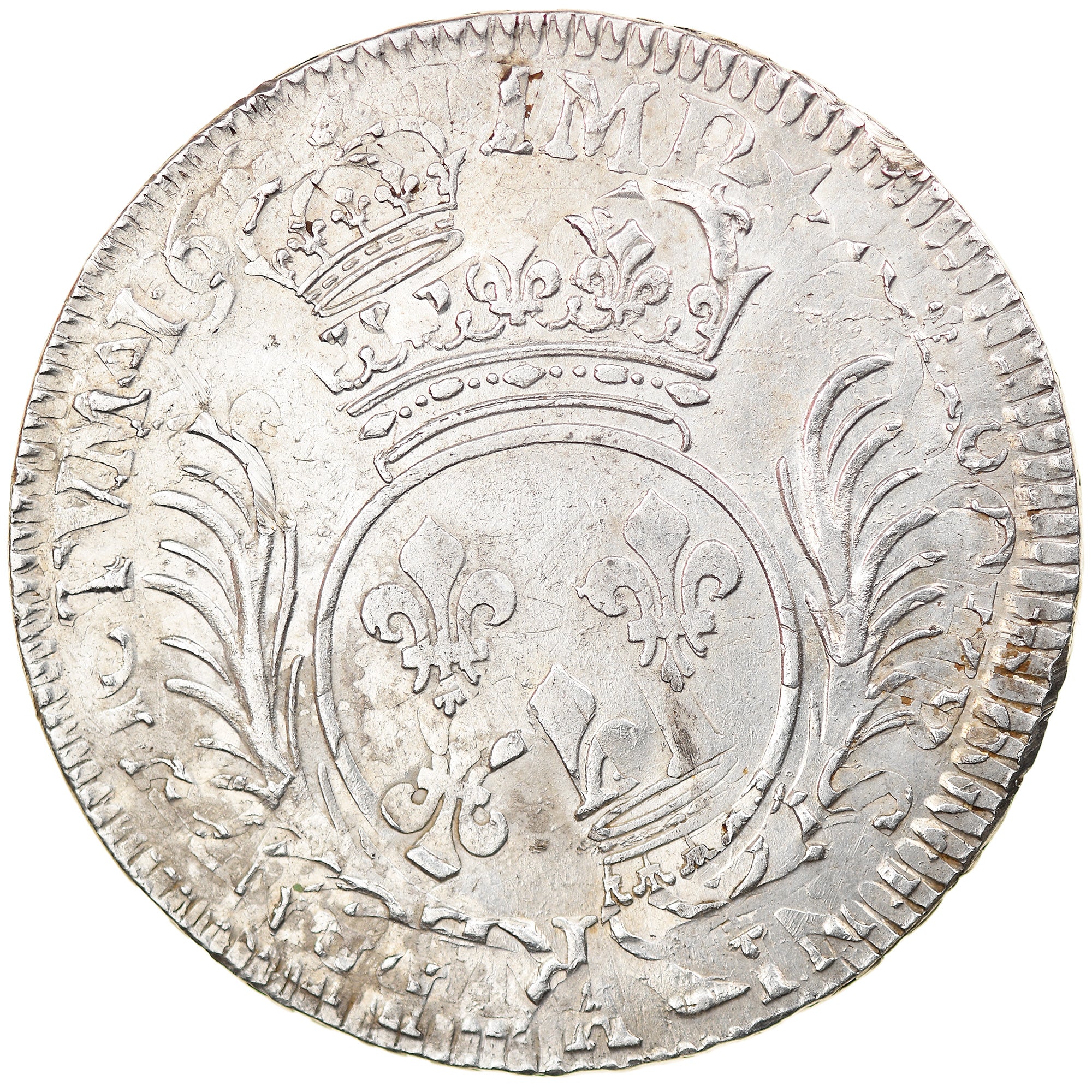 Moeda, França, Louis XIV, Écu aux palmes, Ecu, 1694, Paris, EF(40-45), Prata