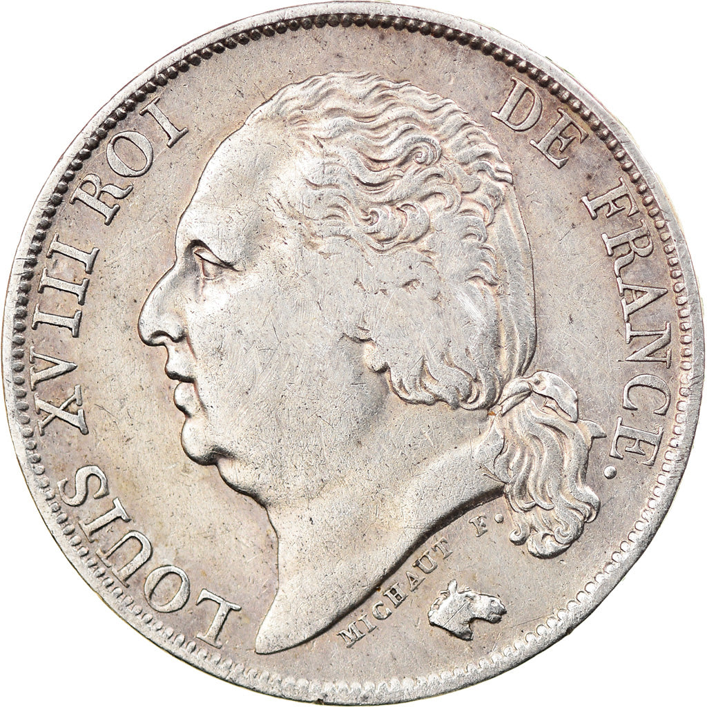 Moneda, Francia, Louis XVIII, Louis XVIII, Franc, 1821, Lille, BC+, Plata