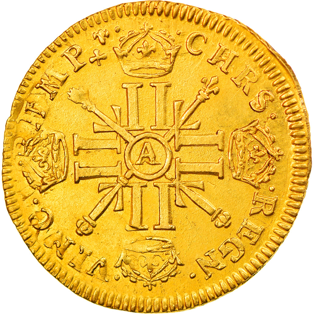Monnaie, France, Louis XIV, Louis d'or aux 8 L et aux insignes, Louis d'Or