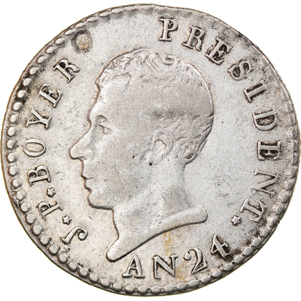 Münze, Haiti, Jean-Pierre Boyer, 25 Centimes, An 24 (1827), SS, Silber, KM:18.1