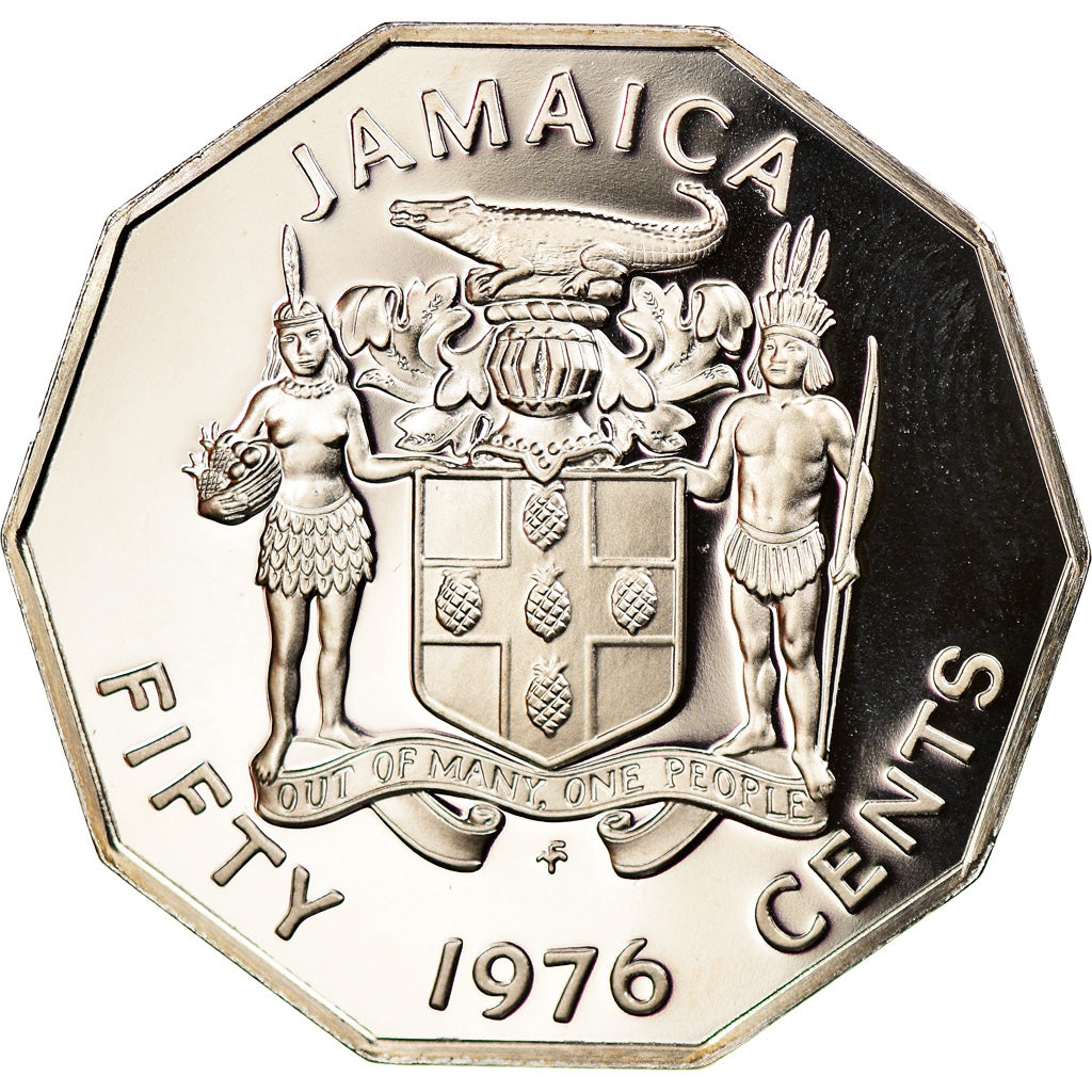 Monnaie, Jamaica, Elizabeth II, 50 Cents, 1976, Franklin Mint, USA, Proof, FDC