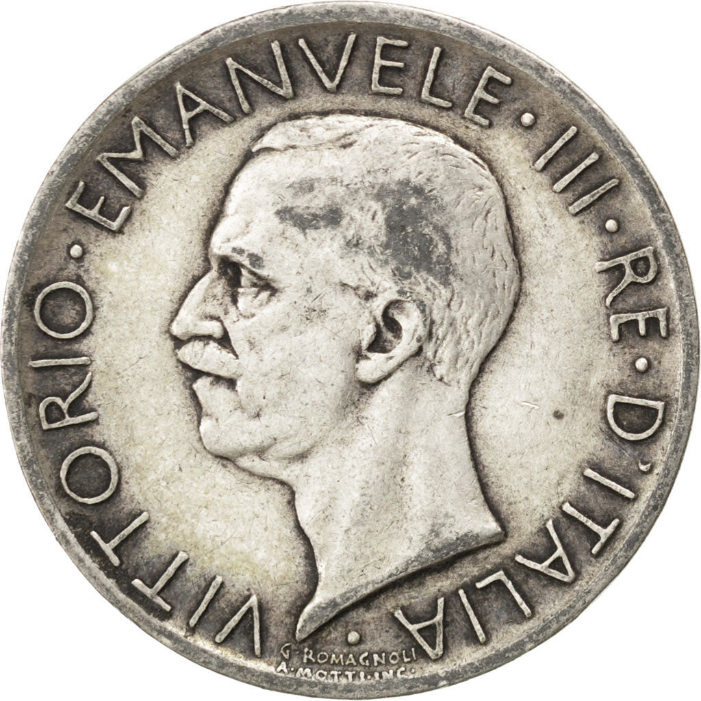 ITALY, 5 Lire, 1927, Rome, KM #67.2, EF(40-45), Silver, 23, 4.97