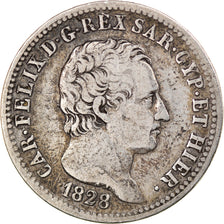 Munten, Italiaanse staten, SARDINIA, Carlo Felice, Lira, 1828, Genoa, FR+