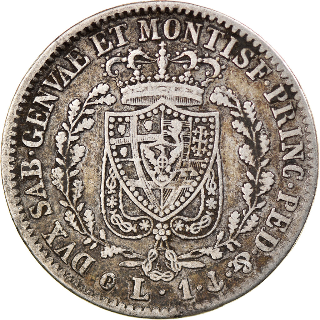 Coin, ITALIAN STATES, SARDINIA, Carlo Felice, Lira, 1828, Genoa, VF(30-35)