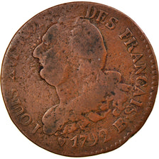 Moeda, França, 6 deniers français, 6 Deniers, 1792, Strasbourg, F(12-15)