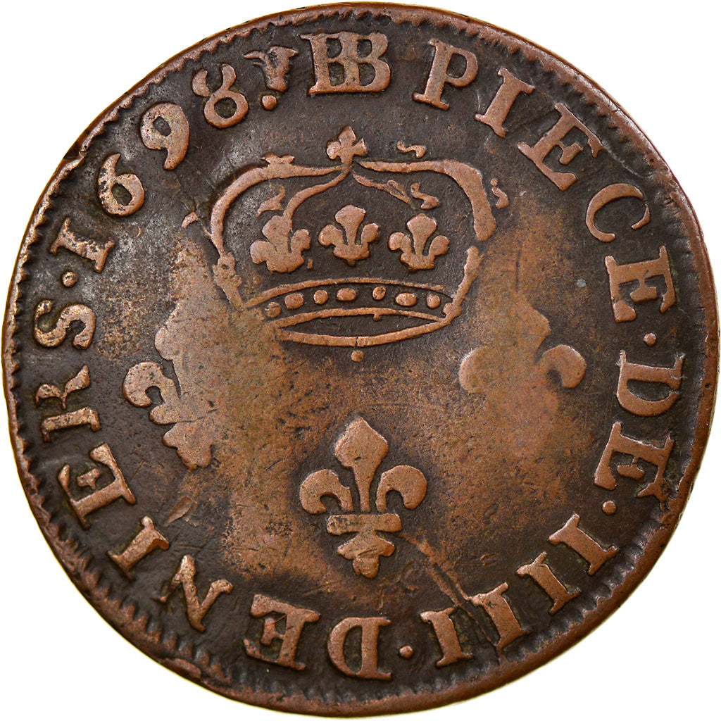 Munten, Frankrijk, Louis XIV, Quatre deniers de Strasbourg, 4 Deniers, 1698