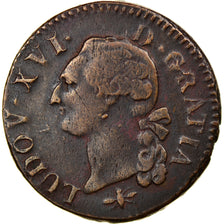 Coin, France, Louis XVI, Sol à l'Ecu, 1791, Lyon, EF(40-45), Copper