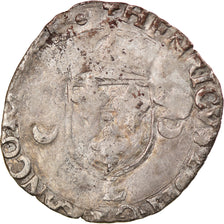 Moeda, França, Henri II, Douzain aux croissants, 1549, Bayonne, VF(20-25)