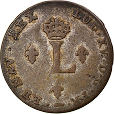 Moneta, Francja, Louis XV, Double Sol, 1738, Lille, VF(30-35), Bilon