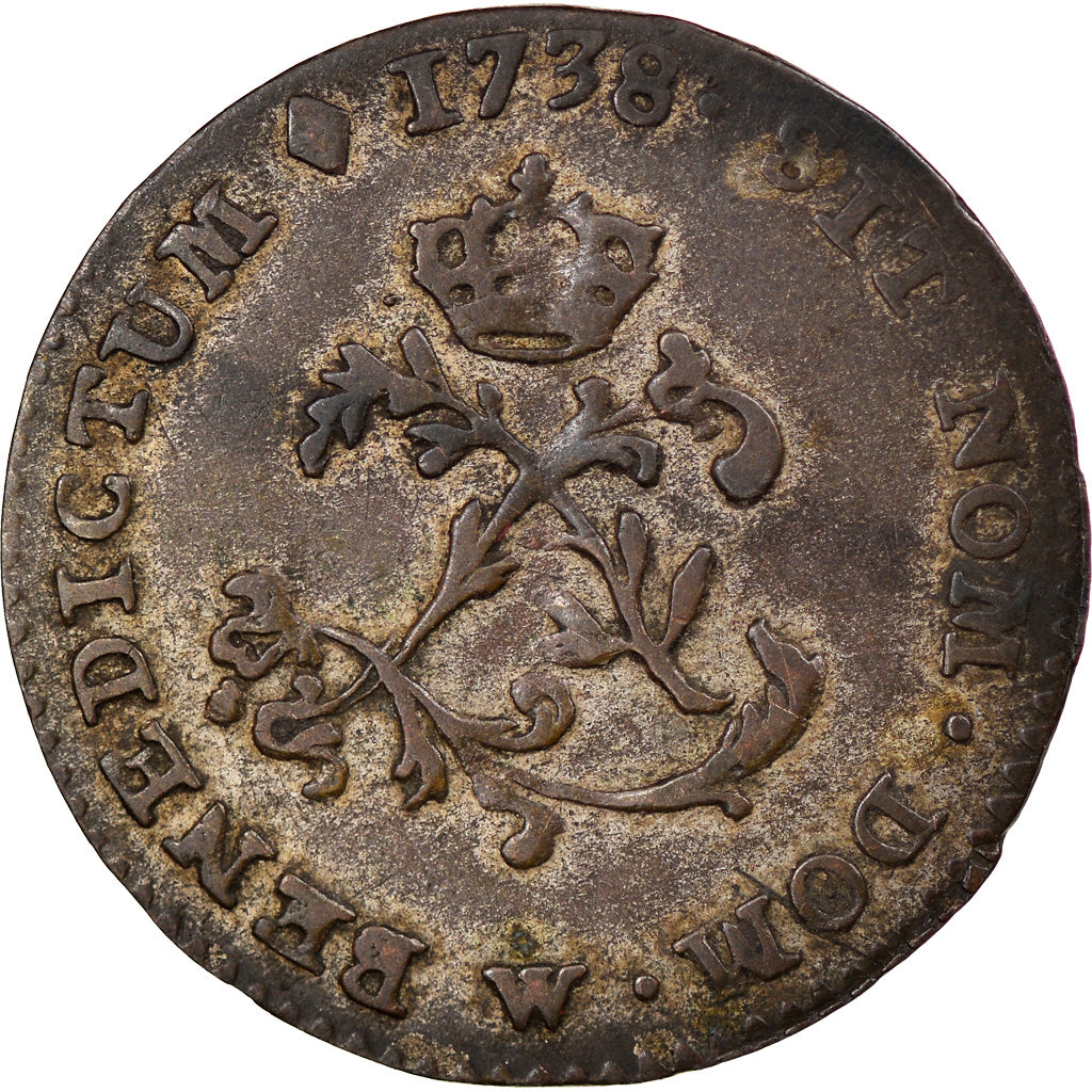 Moneta, Francja, Louis XV, Double Sol, 1738, Lille, VF(30-35), Bilon