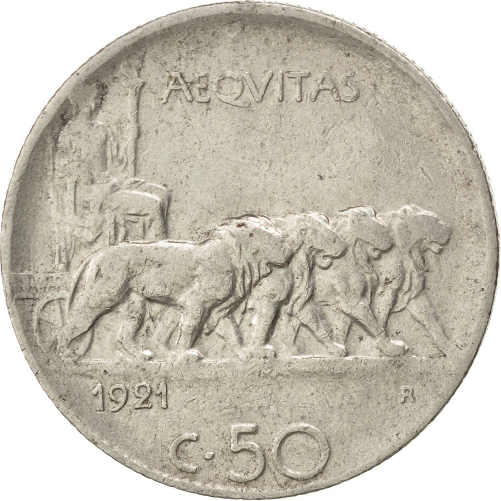 Coin, Italy, Vittorio Emanuele III, 50 Centesimi, 1921, Rome, EF(40-45), Nickel
