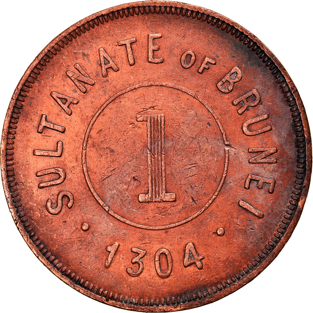 Munten, BRUNEI, Cent, 1887 (1304), ZF, Koper, KM:3