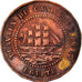 Moneda, Egipto, Abdul Aziz, 20 Centimes, 1865, MBC, Latón, KM:Tn5, Lecompte:8