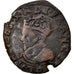 Moeda, França, Charles X, Double Tournois, 1594, Dijon, VF(20-25), Cobre