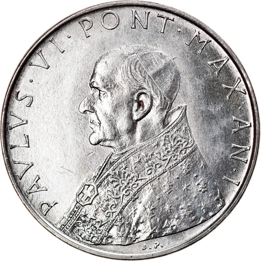 Moeda, CIDADE DO VATICANO, Paul VI, 100 Lire, 1963, AU(55-58), Aço Inoxidável