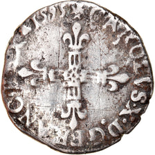 Coin, France, Charles X, 1/4 d'écu à la croix de face, 1595, Dinan, VF(20-25)