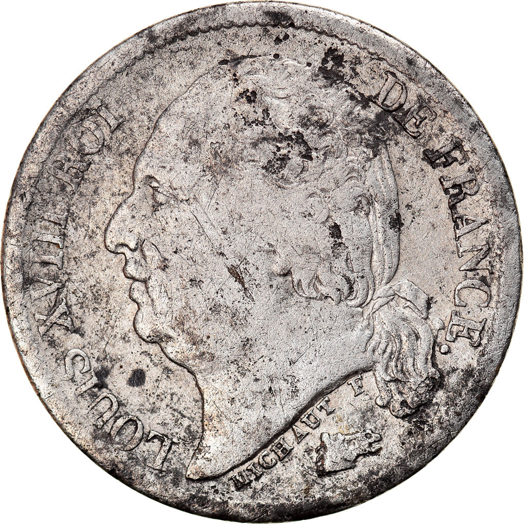 Munten, Frankrijk, Louis XVIII, Louis XVIII, 1/2 Franc, 1816, Rouen, FR, Zilver