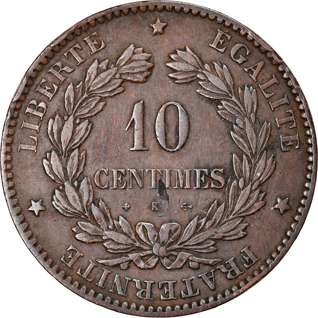 Coin, France, Cérès, 10 Centimes, 1872, Bordeaux, EF(40-45), Bronze, KM:815.2