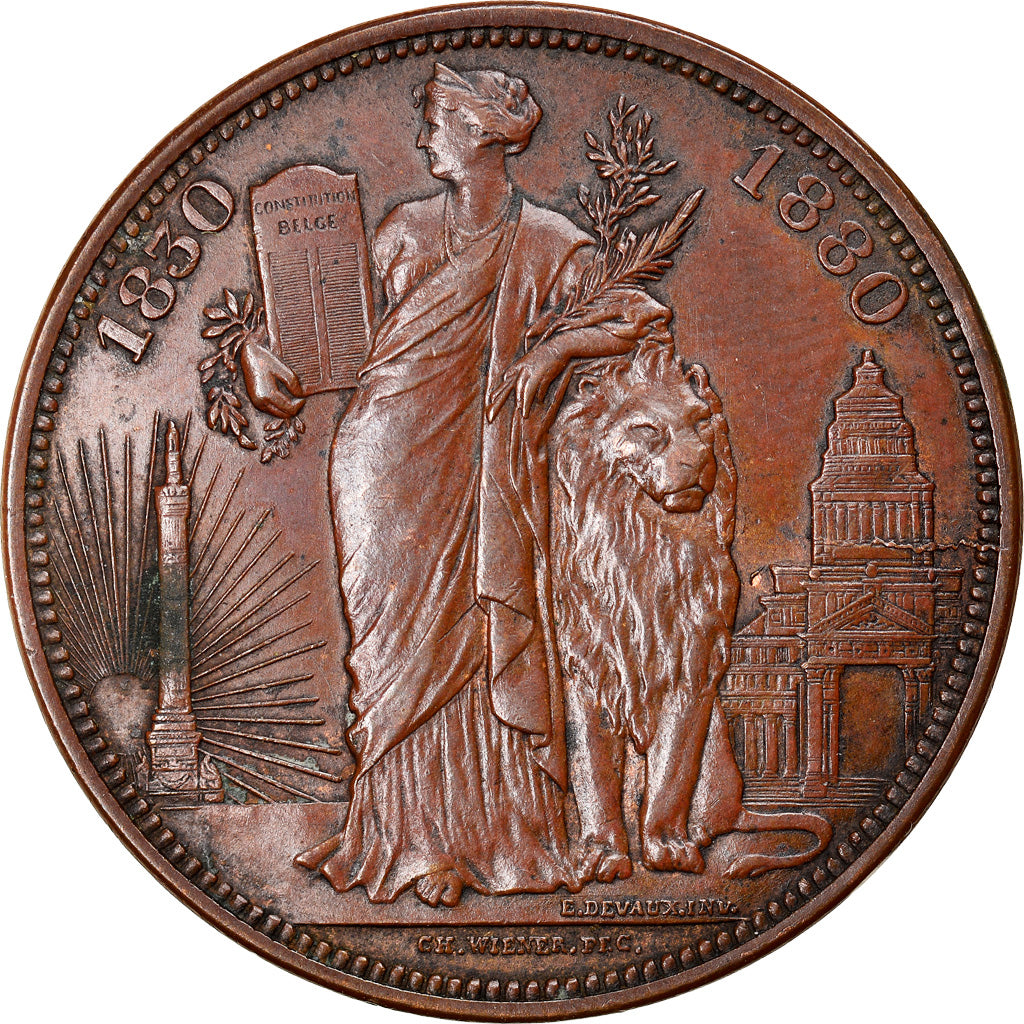 Belgia, Medal, Belgium independance 50th anniversary, module of 5 Francs, 1880