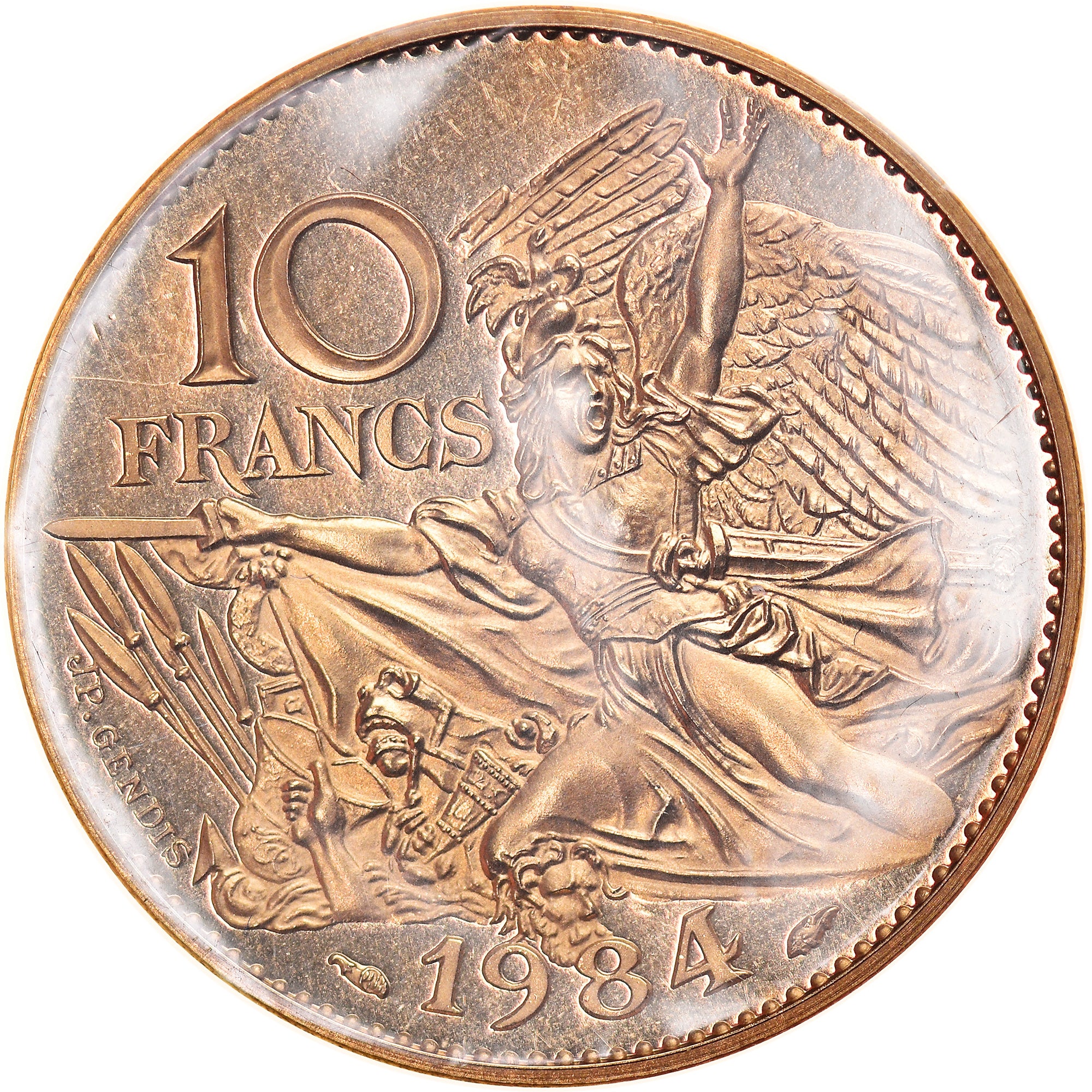 Moeda, França, 10 Francs, 1984, Piéfort, MS(65-70), Cobre-Níquel-Alumínio