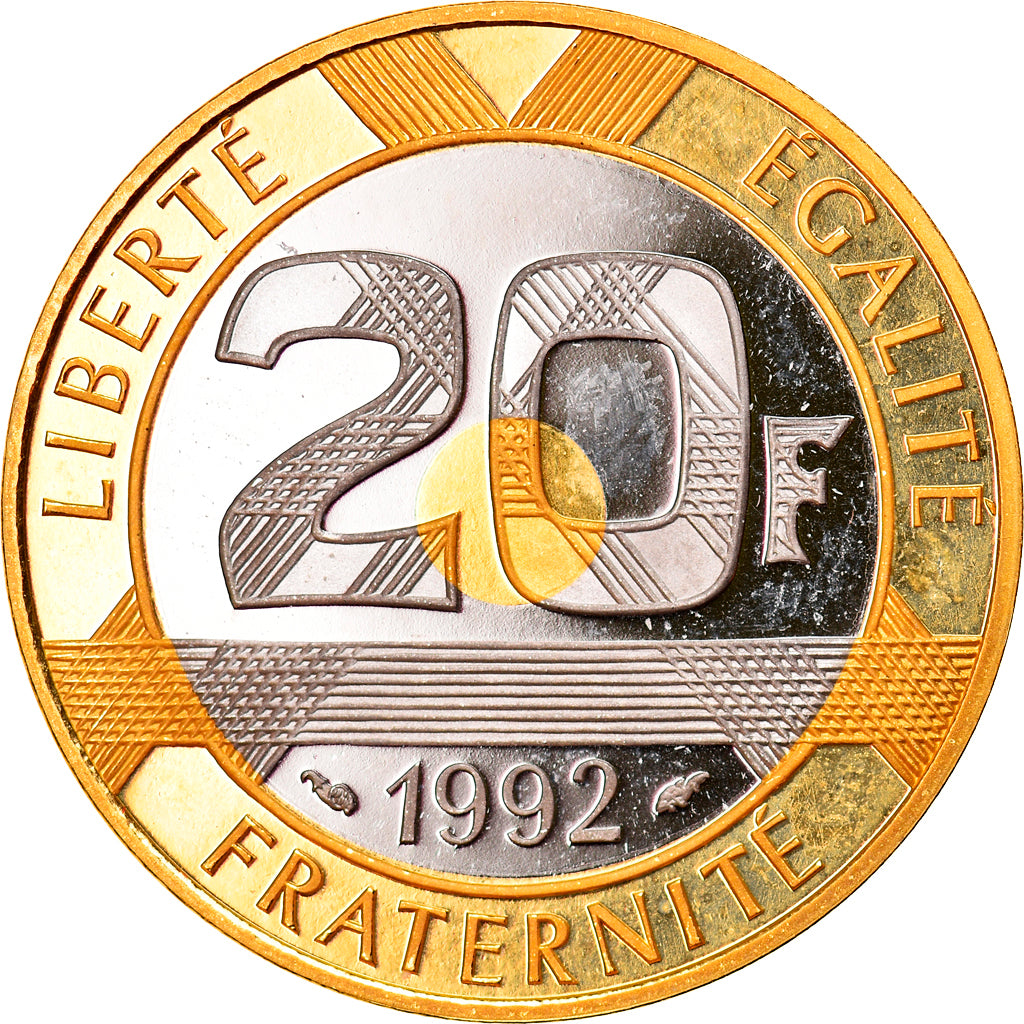 Monnaie, France, Mont Saint Michel, 20 Francs, 1992, FDC, Silver and Gold