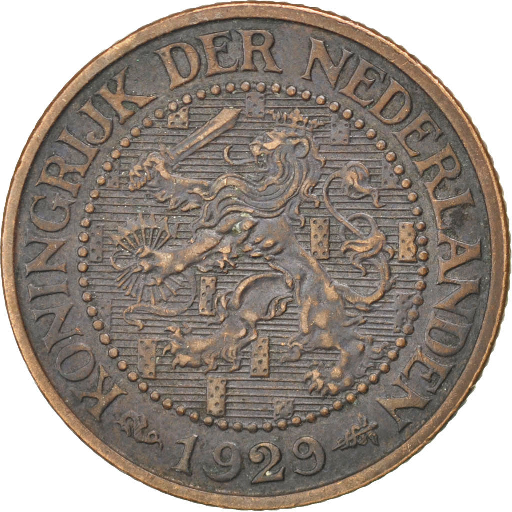 Coin, Netherlands, Wilhelmina I, 2-1/2 Cent, 1929, EF(40-45), Bronze, KM:150