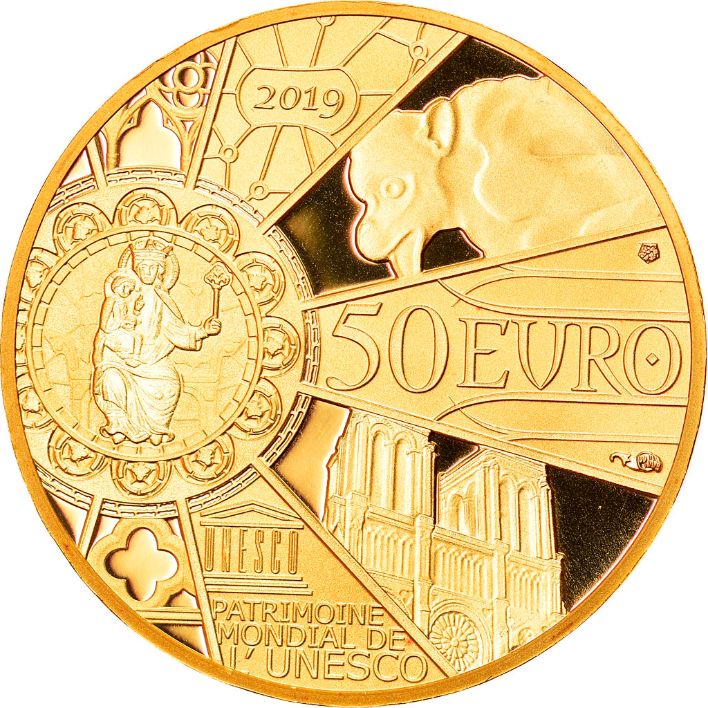France, Monnaie de Paris, 50 Euro, Reconstruction de Notre-Dame, 2019, Paris
