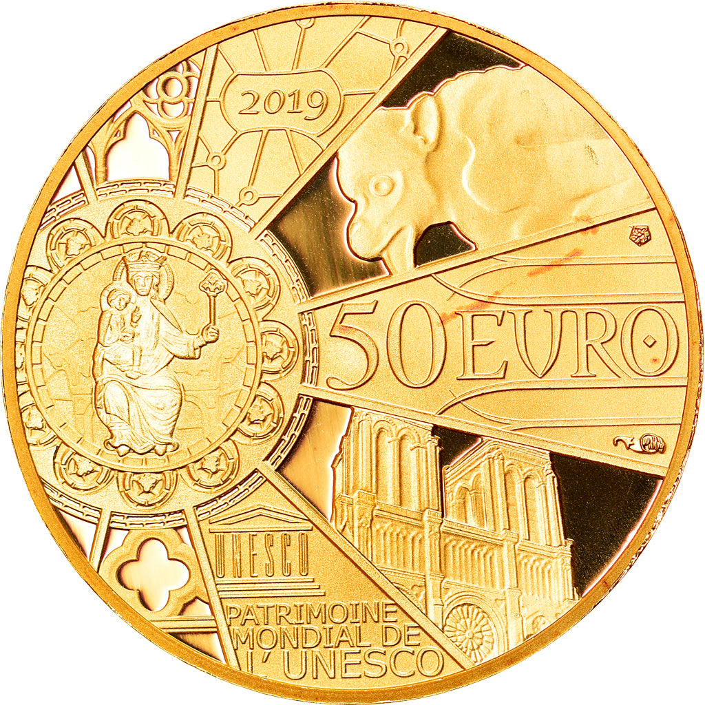France, Monnaie de Paris, 50 Euro, Reconstruction de Notre-Dame, 2019, Paris