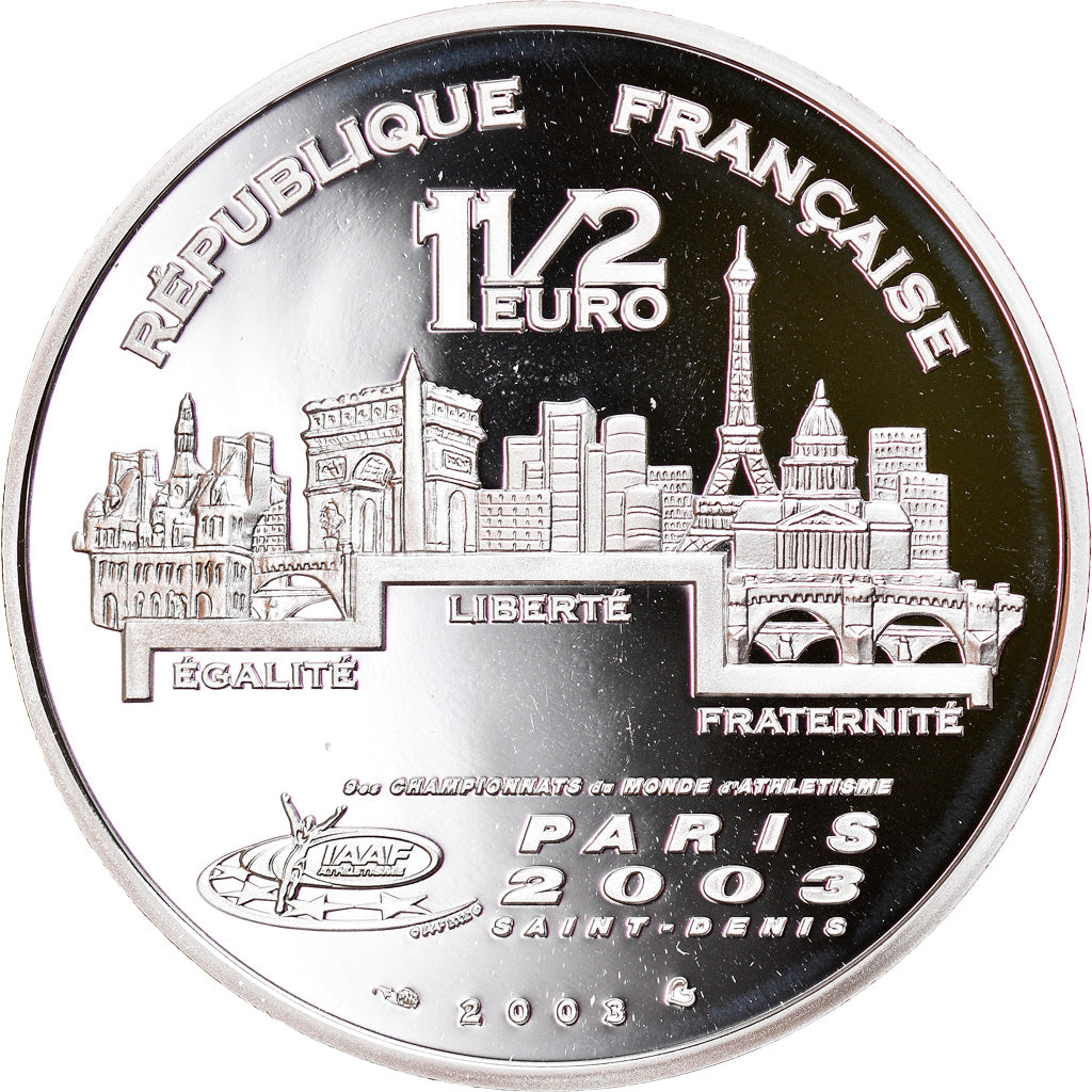 Frankrijk, 1-1/2 Euro, High-Jump, 2003, Paris, Proof, FDC, Zilver, KM:1997