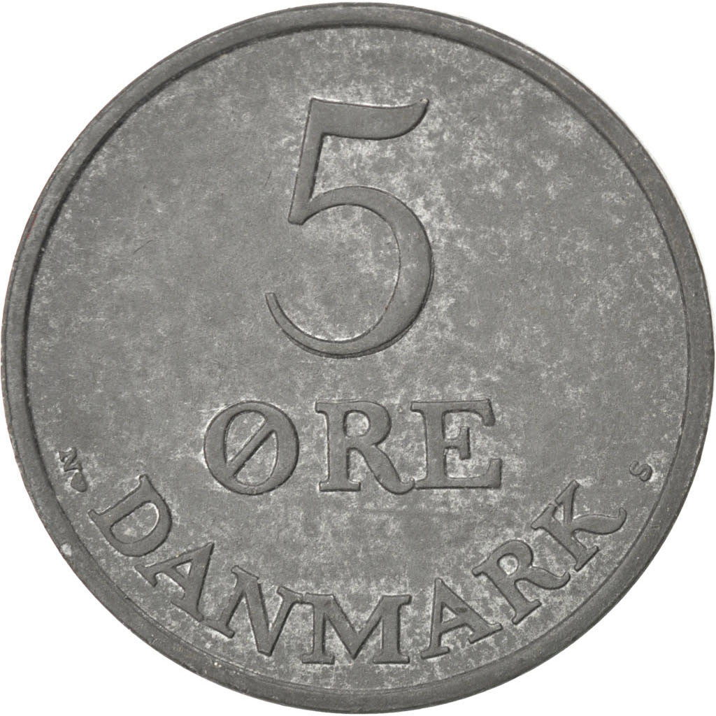 Munten, Denemarken, Frederik IX, 5 Öre, 1954, Copenhagen, ZF+, Zinc, KM:843.1
