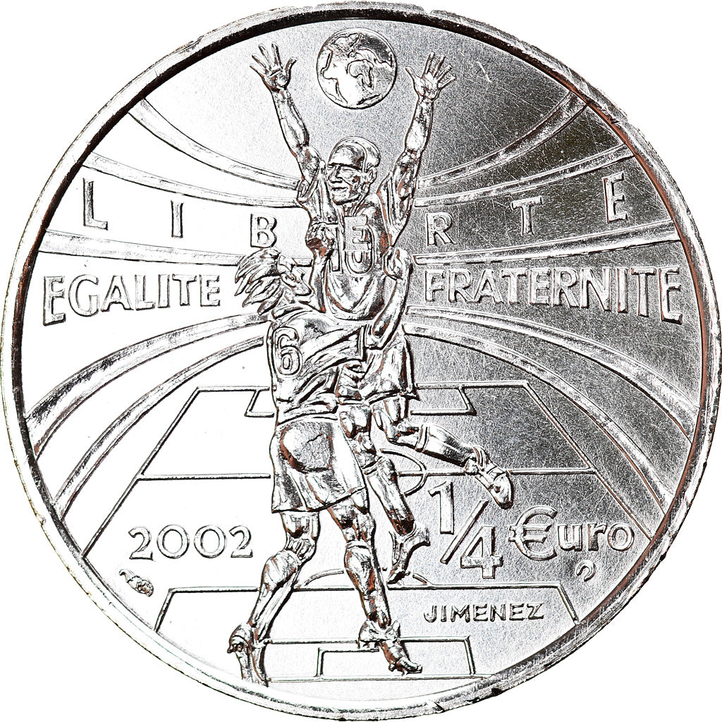France, 1/4 Euro, Coupe du monde de Football, 2002, Paris, Proof, FDC, Argent