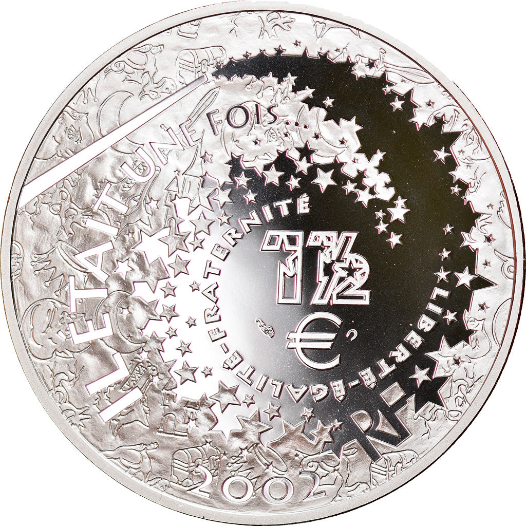 France, 1-1/2 Euro, Pinocchio, 2002, Proof, MS(65-70), Silver, KM:1842