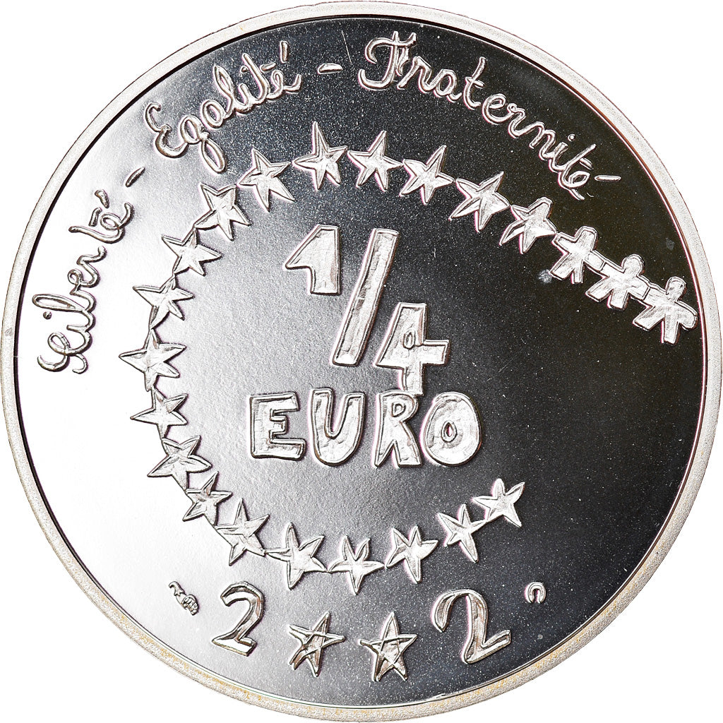 France, 1/4 Euro, L'Euro des enfants, 2002, Paris, Proof, FDC, Argent
