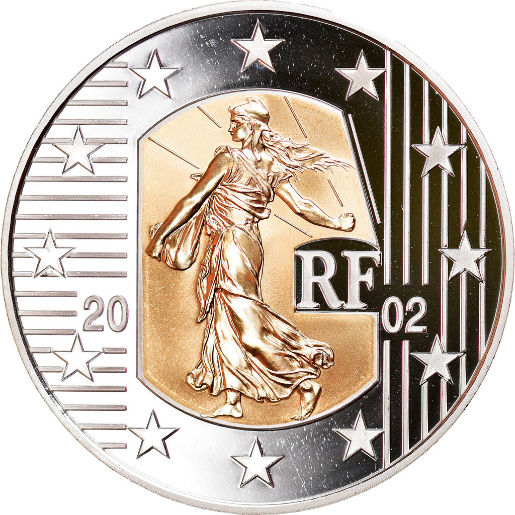 France, 5 Euro, Merci le franc !, 2002, Paris, Proof, MS(65-70), Silver and