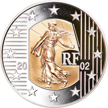 France, 5 Euro, Merci le franc !, 2002, Paris, Proof, MS(65-70), Silver and