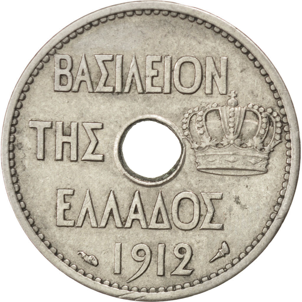 Coin, Greece, George I, 10 Lepta, 1912, EF(40-45), Nickel, KM:63