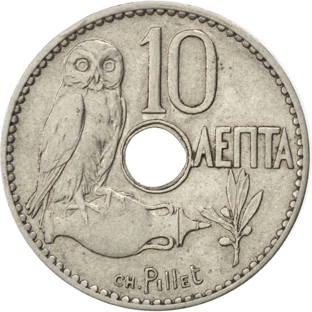 Coin, Greece, George I, 10 Lepta, 1912, EF(40-45), Nickel, KM:63